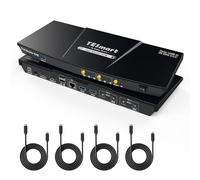 TESmart USB-C KVM Switch 2 Monitors 2 Laptops, USB 3.0 KVM Switch Dual Monitor MST, 600W PD | 1G Ethernet | EDID Emulation | 2K@144Hz | Hotkey Switch, with All Input Cables