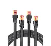 Tesmax Pack of 2 Cat 8 LAN Cable, 1 Metre, 40 Gbps Network Cable High Speed 2000 MHz S/FTP Ethernet Cable, Gigabit POE RJ45 Nylon Braided Gold-Plated Patch Cable for PS5 Switch Steam Deck