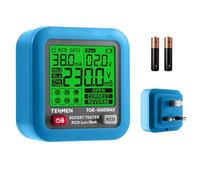 TESMEN TOE-100EMAX Electrical Socket Tester UK, Plug Outlet Tester with RCD Trip Time Test, Backlit LCD, Data Hold, Voltage Measurement, for Home & Daily Safety Checks - Blue