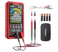TESMEN TSM-599 Smart Digital Multimeter, Auto&Manual Measurement, TRMS 6000 Counts, Voltmeter with NCV, Voltage&Current, Resistance, Continuity, Diode, Capacitance, Hz%, Temperature, Live Wire - Red