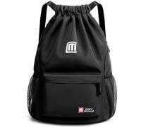 Tesmien Drawstring Bags,Waterproof Swimming Bags Unisex Sports Backpacks for Kids Adult, Large Drawstring Sackpacks Bags for School Gym Sports Travel Swimming-Black