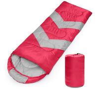 Tesmien Sleeping Bag for Adults & Kids 3-4 Season Warm Weather and Winter Lightweight, Waterproof for Teens, Men's Indoor & Outdoor Camping/Traveling/Hiking, Red Grey
