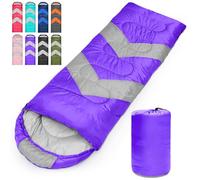 Tesmien Sleeping Bag for Adults & Kids 3-4 Season Warm Weather and Winter Lightweight, Waterproof for Teens, Men's Indoor & Outdoor Camping/Traveling/Hiking, Purple Grey