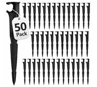 Tesmotor 50PCS 4/7mm Irrigation Drip Support Stakes, Drip Irrigation Tubing Holder Ground Pegs for Garden Watering System, Drip Line Support for Vegetable Beds, Flower Beds, Lawn