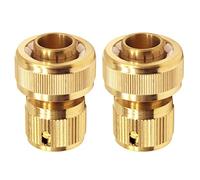 Tesmotor Brass Hose Connector Hose End Quick Connector for 3/4-inch Graden Hose Pipe-Garden Hose Expandable Stretch Fittings Tap Adaptors Connectors 2Pack