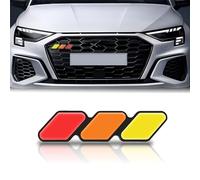 Tesnaao 1 PC Car Tri-Color Front Grille Badge, 4.7" x 0.9" Stylish Appearance Plug-in Mounting Decoration, with Installation Accessories, Compatible with Toyota Tacoma 4Runner (Yellow & Orange & Red)