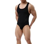 TESOON Men's Black Leotard Underwear Jumpsuits Vest Bodysuit