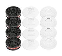 Tesoro Moda Replaceable Filter Cartridge Set - P-A-1 LDY3 Dual Respirator Filters - Suitable for Full Face Masks - 4 Carbon Filter Cartridges, 4 Cotton Filters, 4 Filter Lids (4 Sets)