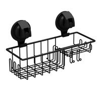 TESOT Suction Cup Shower Caddy, Shower Shelf Soap Dish with Hooks for Sponge, Rust Proof 304 Stainless Steel, Black