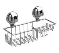 TESOT Suction Cup Shower Shelf, Shower Caddy Soap Dish with Hooks for Sponge, Rust Proof 304 Stainless Steel, Silver