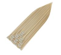 TESS 18 Inch Clip in Hair Extensions 8 PCS 17 Clips (130 g) Natural Long Straight A1 Synthetic Fibers Full Head Double Weft Hair Pieces for Women UK #H39 Ash Blonde & Bleach Blonde