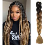 TESS 24 Inch Braiding Hair Festival Accessories DIY Rainbow Twisted Hair Extensions Crochet Synthetic Wig for Women UK 3 Colours #2 Black & Dark Brown & Light Brown