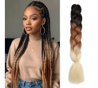 TESS 24 Inch Braiding Hair Festival Accessories DIY Rainbow Twisted Hair Extensions Crochet Synthetic Wig for Women UK 3 Colours #9 Black & Brown & Gold