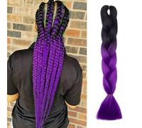 TESS 24 Inch Braiding Hair Festival Accessories DIY Rainbow Twisted Hair Extensions Crochet Synthetic Wig for Women UK 2 Colours #4 Black & Medium Brown