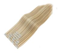 TESS 24 Inch Clip in Hair Extensions 6 PCS 16 Clips (140 g) Natural Long Straight A1 Synthetic Fibers Full Head Double Weft Hair Pieces for Women UK #H42 Golden Brown & Bleach Blonde