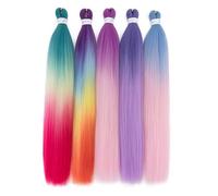 TESS 26 Inch Braiding Hair Festival Accessories A1 Synthetic Fibers Hair Extensions DIY French Curl/Twisted/Boho Braids for Women UK #Blue-green/Light yellow/Pink(1 Piece, about 90 grams)
