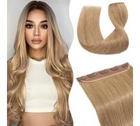 TESS Clip In Hair Extension Blonde,Hair Extensions Real Human Hair One Peice 5 Clips Straight Natural Hairpieces for Womens/Girls(#27 Dark Blonde,12Inch)