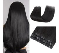 TESS Clip in Hair Extensions 100% Real Human Hair 3PCS 11Clips Straight Weft Multiple Uses Add Hair Volume and Highlights for Women UK - 22 inch - 1#1B Natural Black