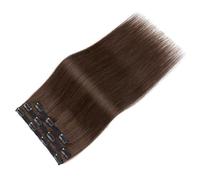 TESS Clip in Hair Extensions 100% Real Human Hair 3PCS 11Clips Straight Weft Multiple Uses Add Hair Volume and Highlights for Women UK - 22 inch - 1#2R Dark Brown