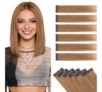TESS Clip in Hair Extensions 100% Real Human Hair 6PCS 6Clips Straight Weft Multiple Uses Add Hair Volume and Highlights for Women UK - 18 inch - 2#06 Light Brown