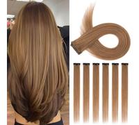 TESS Clip in Hair Extensions 100% Real Human Hair 6PCS 6Clips Straight Weft Multiple Uses Add Hair Volume and Highlights for Women UK - 10 inch - 2#06 Light Brown