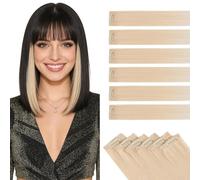 TESS Clip in Hair Extensions 100% Real Human Hair 6PCS 6Clips Straight Weft Multiple Uses Add Hair Volume and Highlights for Women UK - 14 inch - 2#60 Platinum Blonde