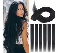 TESS Clip in Hair Extensions 100% Real Human Hair 6PCS 6Clips Straight Weft Multiple Uses Add Hair Volume and Highlights for Women UK - 14 inch - 2#01 Jet Black