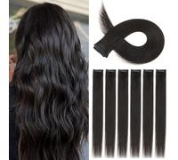 TESS Clip in Hair Extensions 100% Real Human Hair 6PCS 6Clips Straight Weft Multiple Uses Add Hair Volume and Highlights for Women UK - 20 inch - 2#1B Natural Black
