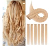 TESS Clip in Hair Extensions 100% Real Human Hair 6PCS 6Clips Straight Weft Multiple Uses Add Hair Volume and Highlights for Women UK - 22 inch - 2#18P613 Ash Blonde & Bleach Blonde