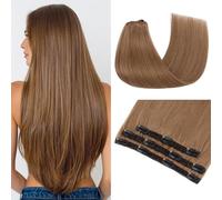 TESS Clip in Hair Extensions for Women UK 3PCS 11Clips #06 Light Brown 14 inch