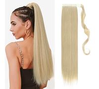 TESS Clip in Ponytail Extension Blonde 23",Hair Extensions Ponytail Synthetic Wrap Around Long Straight Fake Pony Tails Hair Pieces for Women(#24/613)
