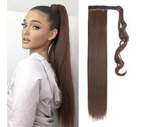 TESS Clip in Ponytail Extension Blonde 26",Hair Extensions Ponytail Synthetic Wrap Around Long Straight Fake Pony Tails Hair Pieces for Women(#M4)