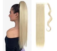 TESS Clip in Ponytail Extension Blonde 26",Hair Extensions Ponytail Synthetic Wrap Around Long Straight Fake Pony Tails Hair Pieces for Women(#613C)