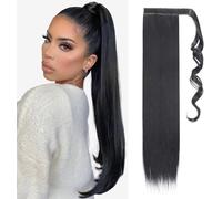 TESS Clip in Ponytail Extension Blonde 26",Hair Extensions Ponytail Synthetic Wrap Around Long Straight Fake Pony Tails Hair Pieces for Women(#1)
