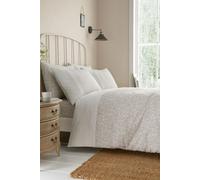 Dreams & Drapes - Pintuck Leaf Duvet Cover - Super King Bedding Size (260 x 220cm) - 2 Pillowcases - Premium PolyCotton - Floral Duvet Cover in Natural - Cream Natural/White Bedding