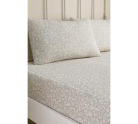 'Tess' Easy Care Ditsy Floral Leaf Print Fitted Sheet Dreams & Drapes Natural Super King Fitted