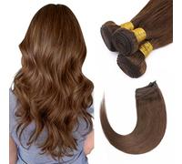 TESS Hair Extensions for Women UK Invisible Double Weft Weave Real Human Natural Straight Hair Bundles 100g 12 Inch #04 Medium Brown
