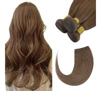 TESS Hair Extensions for Women UK Invisible Double Weft Weave Real Human Natural Straight Hair Bundles 100g 14 Inch #06 Light Brown