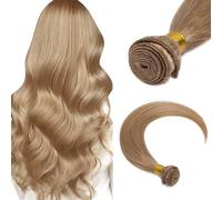 TESS Hair Extensions for Women UK Invisible Double Weft Weave Real Human Natural Straight Hair Bundles 100g 8 Inch #27 Dark Blonde