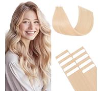 TESS Human Hair Tape In Extensions Real Hair Invisible Thin Type 10 Pcs 15G Lightweight For Highlight Straight Short - #60 Platinum Blonde - 14 Inch
