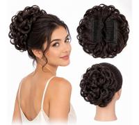 TESS Messy Curly Hair Bun Clip In Comb Chignon Dark Brown