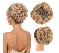TESS Messy Curly Hair Bun Clip In Comb Chignon Dirty Blonde