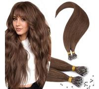 TESS Nano Beads Hair Extensions 100% SSS Grade Real Human Hair for Women UK #04 Medium Brown 14 Inch 35g (Nano Rings Tip Included)