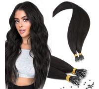 TESS Nano Beads Hair Extensions 100% SSS Grade Real Human Hair for Women UK #1B Natural Black 14 Inch 35g (Nano Rings Tip Included)