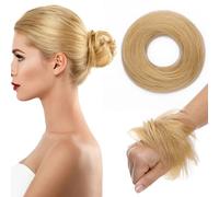 TESS Real Human Hair Bun Elastic Easy Scrunchies Hairpiece Updo Ponytail Extensions Hair Accessories for Women UK #24 Natural Blonde