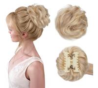 TESS Real Human Hair Bun Elastic Easy Scrunchies Hairpiece Updo Ponytail Extensions Hair Accessories for Women UK With Gripper 42g #12P613 Golden Brown & Bleach Blonde