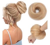 TESS Real Human Hair Bun Elastic Easy Scrunchies Hairpiece Updo Ponytail Extensions Hair Accessories for Women UK #18P613 Ash Blonde & Bleach Blonde