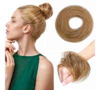 TESS Real Human Hair Bun Elastic Easy Scrunchies Hairpiece Updo Ponytail Extensions Hair Accessories for Women UK #12 Golden Brown