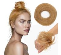 TESS Real Human Hair Bun Elastic Easy Scrunchies Hairpiece Updo Ponytail Extensions Hair Accessories for Women UK #27 Dark Blonde 25g
