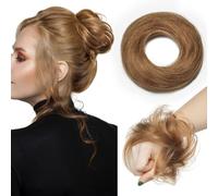 TESS Real Human Hair Bun Elastic Easy Scrunchies Hairpiece Updo Ponytail Extensions Hair Accessories for Women UK #06 Light Brown